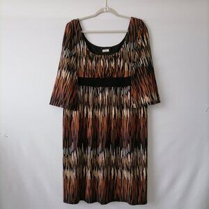 Tiana B. Womens Brown Scoop Neck Animal Print Knee Length Jersey Dress Size XL